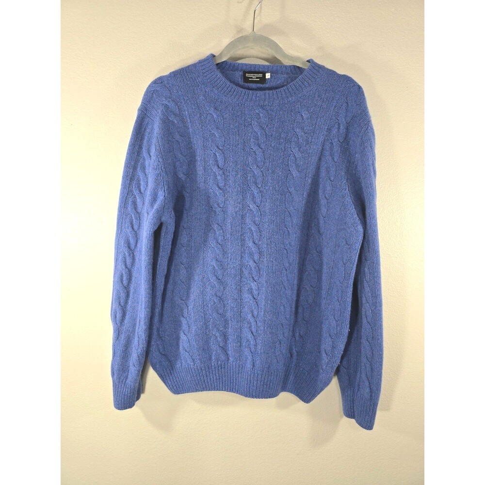 Dooney & Bourke Italy Cable Knit Sweater Mens Large Blue Cashmere Preppy Soft AD